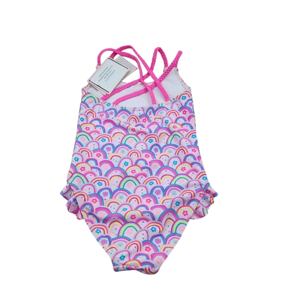 Andy & Evan Toddler Girls Rainbow Ruffle One Piece Bathing Suit - 3T - Picture 5 of 8